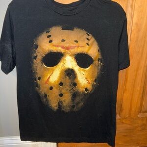 Black T-Shirt with Horror Mask Design